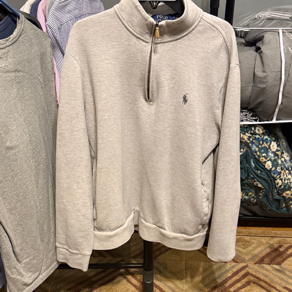 Polo by Ralph Lauren Men's Grey Zip-Up Sweater